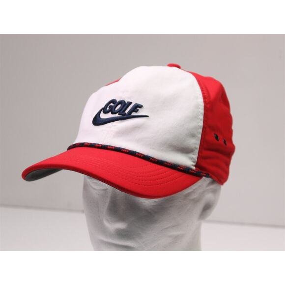 Nike Golf Red/White Rope Panel Classic99 DriFit Adjustable Hat Cap - Picture 2 of 9
